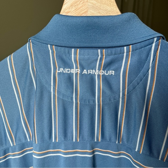 Under Armour Men’s Blue/white/orange Striped Polo Size S - Picture 11 of 13